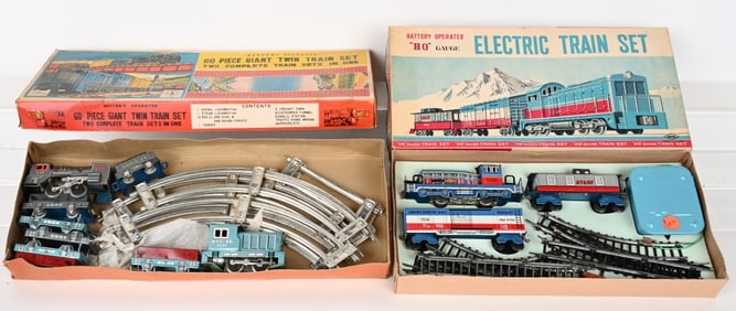 5- JAPAN TIN TRAIN TOYS w/ BOXES