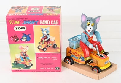 JAPAN BATTERY OP TOM & JERRY HANDCAR w/ BOX