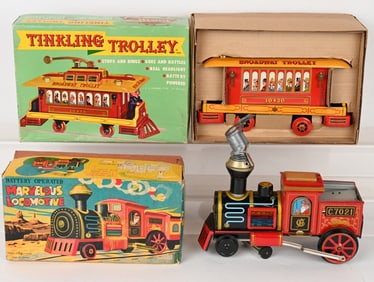 JAPAN BATTERY OP TROLLEY & LOCOMOTIVE w/ BOX