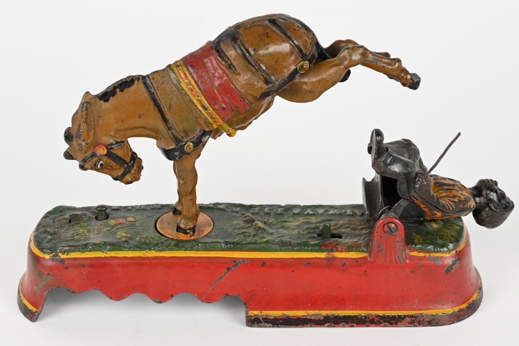 J&E STEVENS SPIES A MULE MECHANICAL BANK (1 of 5)
