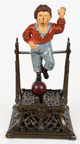 BARTON BOY ON TRAPEZE MECHANICAL BANK