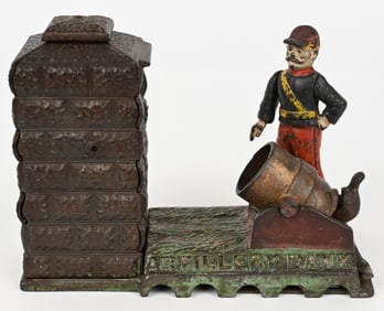 J&E STEVENS ARTILLARY MECHANICAL BANK