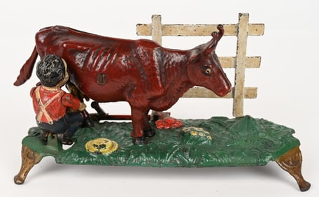 J&E STEVENS MILKING COW MECHANICAL BANK