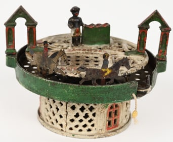 J&E STEVENS HORSE RACE MECHANICAL BANK