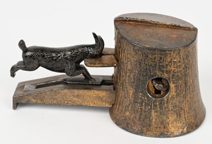 JUDD BUTTING GOAT AT TREE STUMP MECHANICAL BANK