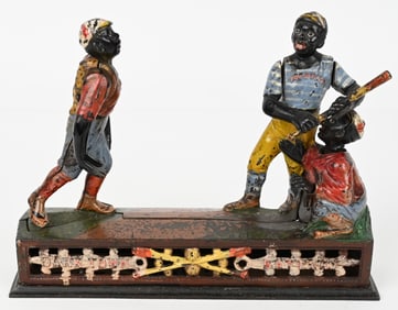 J&E STEVENS DARKTOWN BATTERY MECHANICAL BANK