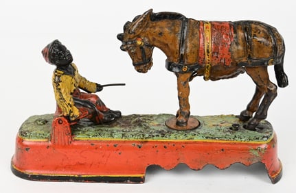 J&E STEVENS SPIES A MULE MECHANICAL BANK