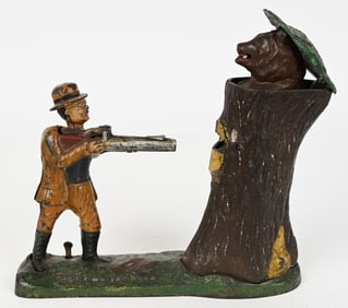 J&E STEVENS TEDDY AND THE BEAR MECHANICAL BANK