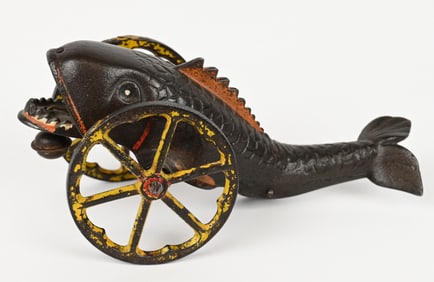 N.N. HILL CAST IRON FISH BELL TOY