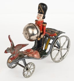 GONG BELL CAST IRON DRUMMER BOY CHARIOT BELL TOY