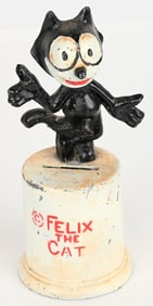 FELIX THE CAT WHITE METAL STILL BANK