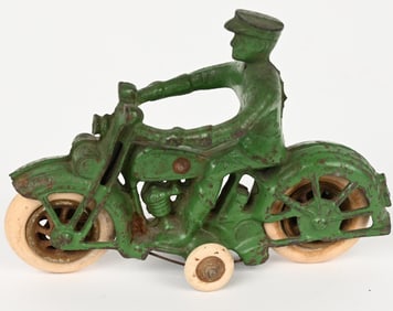 KILGORE CAST IRON MOTORCYCLE, GREEN
