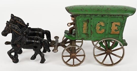 ARCADE CAST IRON HORSE DRAWN ICE WAGON
