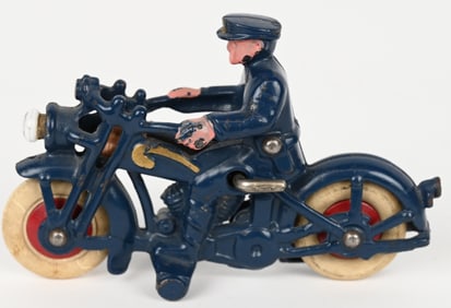 HUBLEY CAST IRON ELECTRIC LIGHT MOTORCYCLE, BLUE