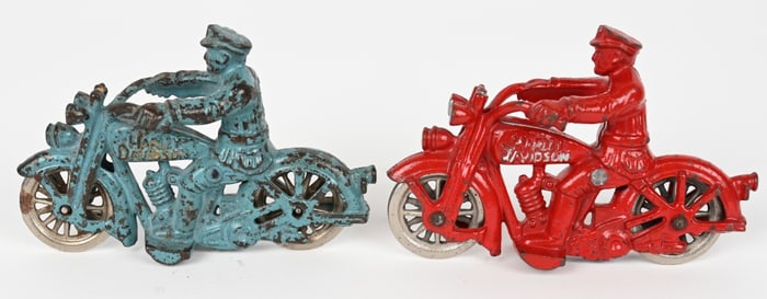 2- HUBLEY CAST IRON HARLEY DAVIDSON MOTORCYCLES