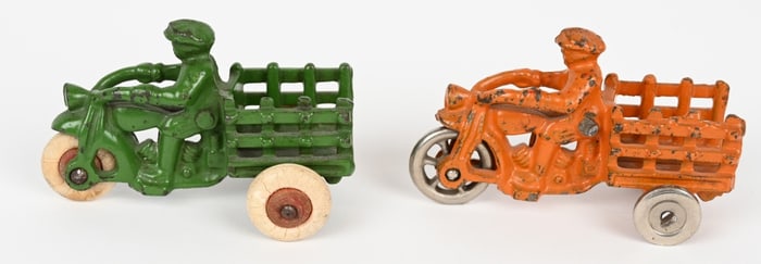 2- HUBLEY CAST IRON STAKE DELIVERY MOTORCYCLES