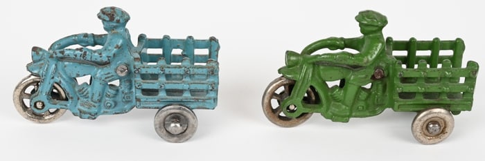 2- HUBLEY CAST IRON STAKE DELIVERY MOTORCYCLES