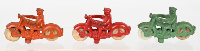 3- HUBLEY CAST IRON SOLO MOTORCYCLES