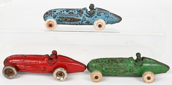 3- ARCADE CAST IRON BULLET RACE CARS