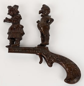 IVES CAST IRON PUNCH & JUDY ANIMATED CAP GUN