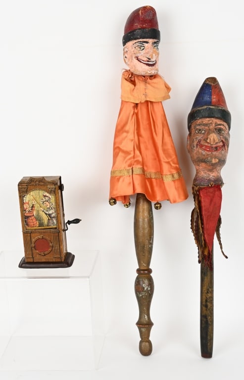 EARLY PUNCH & JUDY TIN TOY and STICK PUPPETS (1 of 9)