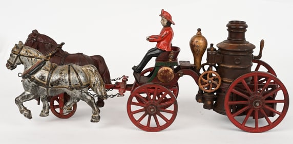 RARE WELKER & CROSBY CAST IRON FIRE PUMPER