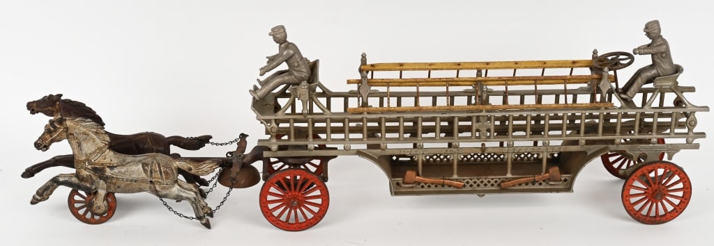 IDEAL CAST IRON FIRE LADDER WAGON (1 of 8)