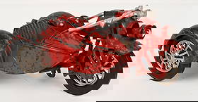 HUBLEY ELECTRIC LIGHT MOTORCYCLE w/ SIDECAR: Hubley cast iron Electric Light Motorcycle. Scarce motorcycle toy. Has no cracks or repairs and original tires. Missing clicker. 9" Very Good-Excellent