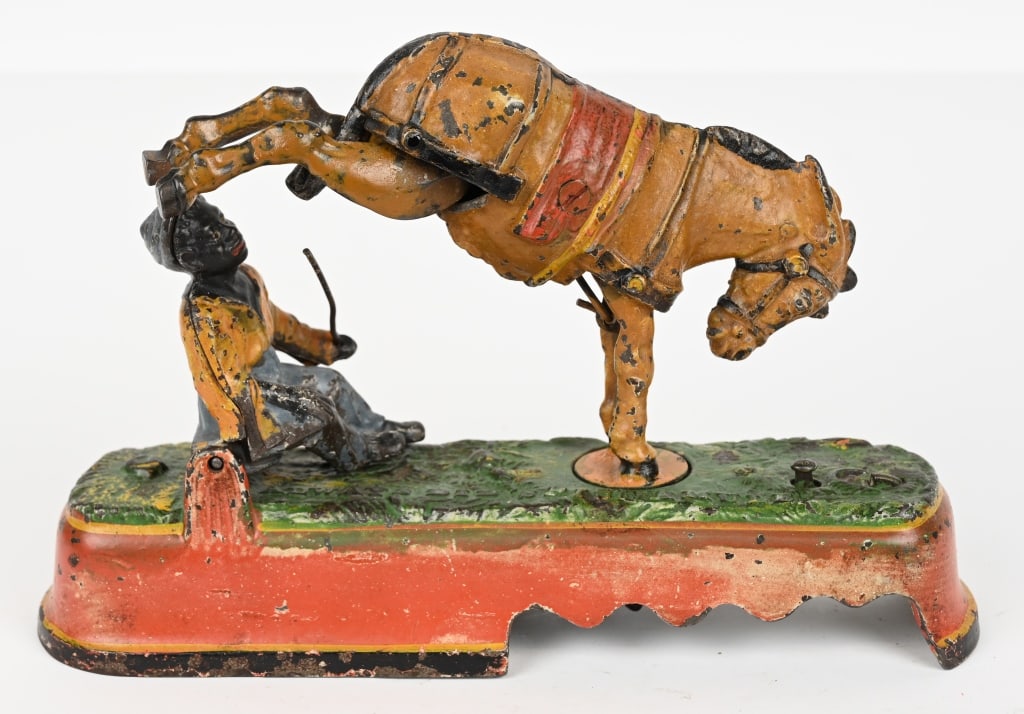 J&E STEVENS SPIES A MULE MECHANICAL BANK (1 of 5)