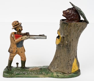 J&E STEVENS TEDDY AND THE BEAR MECHANICAL BANK