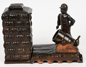 J&E STEVENS ARTILLARY MECHANICAL BANK