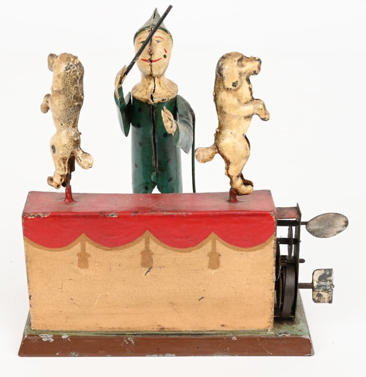 GERMAN TIN WINDUP CLOWN WITH DANCING DOGS (1 of 5)