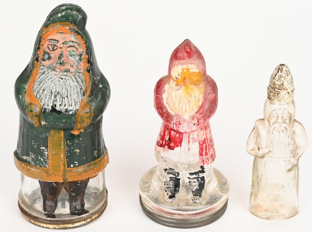 3- SANTA CLAUS GLASS CANDY CONTAINERS (1 of 5)