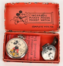 1933 INGERSOLL MICKEY MOUSE POCKET WATCH MIB
