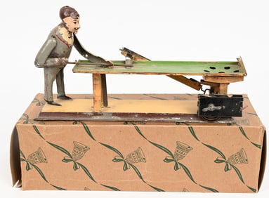 GUNTHERMAN HAND PAINTED WINDUP BILLIARDS PLAYER