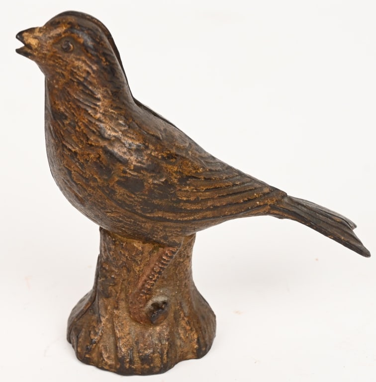 AC WILLIAM SONG BIRD STILL BANK: Nice Song Bird Still Bank. All original 4 3/4" Excellent