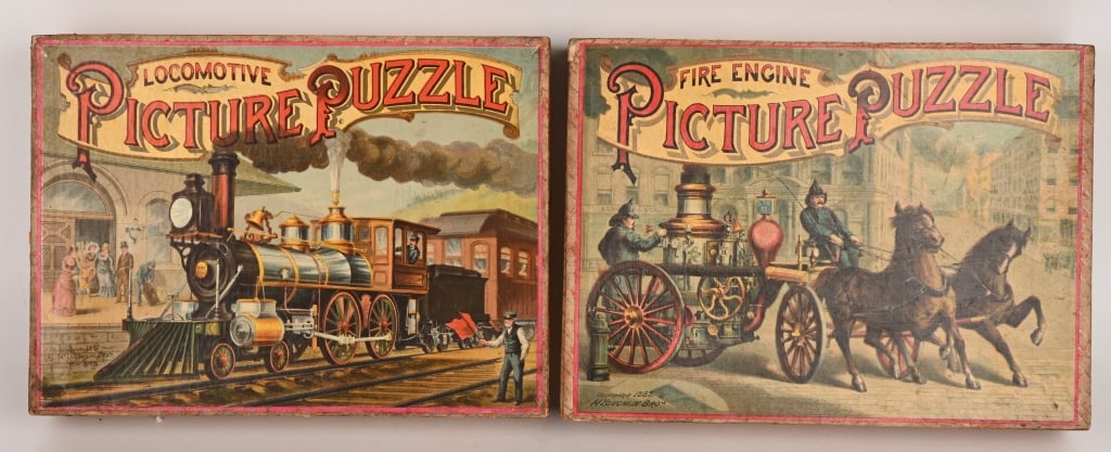 1887 LOCOMOTIVE & FIRE ENGINE PICTURE PUZZLE (1 of 3)