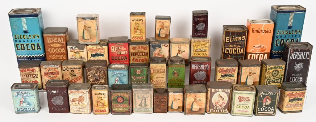 40+ ANTIQUE COCOA TINS (1 of 5)
