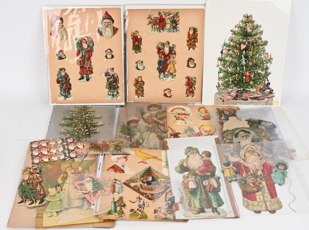 VICTORIAN DIECUT CHRISTMAS SANTA CLAUS LOT (1 of 13)