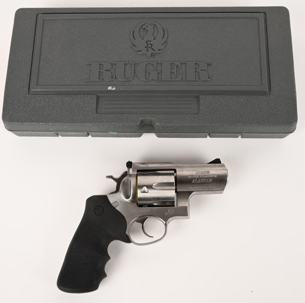 RUGER SUPER REDHAWK ALASKAN 44 MAGNUM: SERIAL NUMBER: 530-06900. BARREL: 2 1/2". CALIBER: .44 MAGNUM. MANUFACTURED: 2006. The Ruger Super Redhawk Alaskan is a robust, compact revolver designed for close-quarters self-defense, particularly 