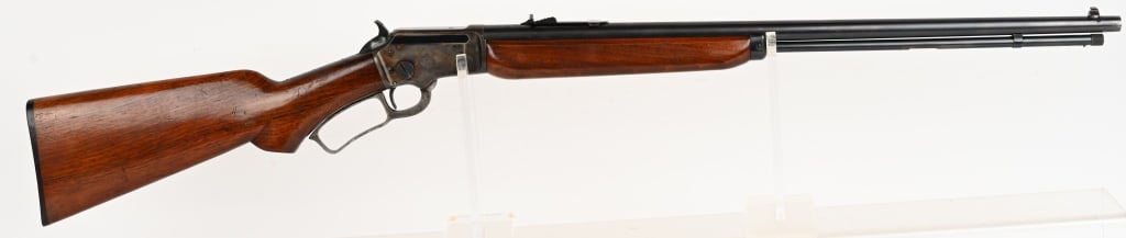 MARLIN MODEL 39A LEVER ACTION RIFLE 22 LONG RIFLE: SERIAL NUMBER: 3500 BARREL: 24" CALIBER: 22 S-L-LR. MANUFACTURED: 1939 Made in the USA. Metal is blue steel finish with Case color receiver. Wood is smooth finish hardwood with hard rubber butt plate.