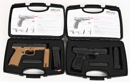 LOT OF TWO AREX SEMI AUTOMATIC PISTOLS W/CASES