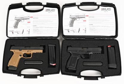 LOT OF TWO AREX SEMI AUTOMATIC PISTOLS W/CASES