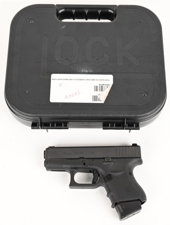 GLOCK 26 GEN 4 SEMI AUTO PISTOL: SERIAL NUMBER: SCC4978. BARREL: 3 3/8". CALIBER: 9X19. The Glock 26 Gen 4 is also popular as ?Pocket Glock? or ?Baby Glock?. The Glock 26 Gen4 features a Glock Gen4 textured polymer grip with finger g