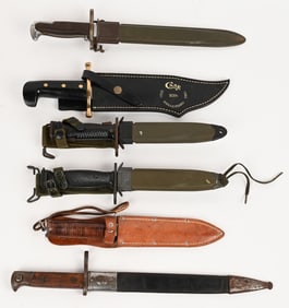 LOT OF SIX BAYONETS AND KNIVES
