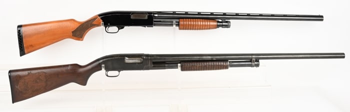 A PAIR OF VINTAGE WINCHESTER SLIDE ACTION SHOTGUNS