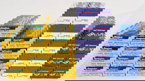 LOT OF 22 HORNET & 222 REMINGTON AMMO.