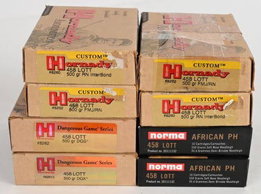 AFRICA BIG GAME AMMO 458 LOTT NORMA & HORNADY