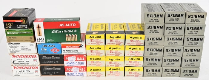 PISTOL AMMO MEGA LOT 9MM / 45 ACP MIX.