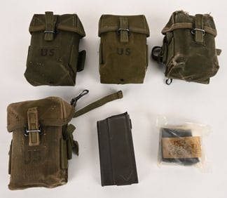 10 VINTAGE SURPLUS M-14 / M1A MAGS WITH POUCHES